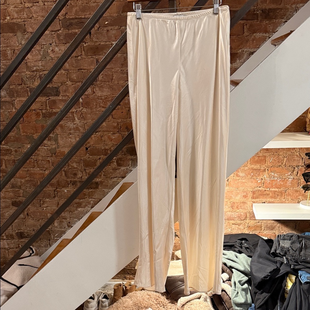Reformation Ivory Satin Pants
